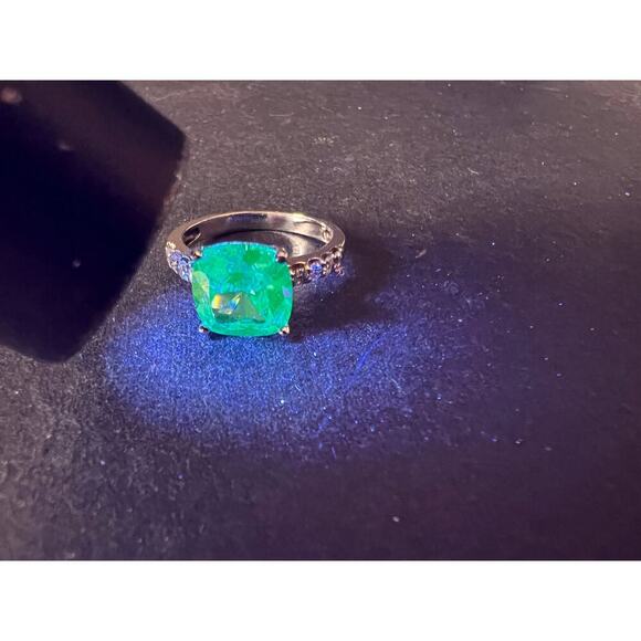 Aqua blue CZ sterling silver ring size 8 - Picture 3 of 16